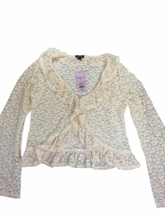 wild fable Tops - wild fable Cream Fairycore Y2K Lace Ruffle Long-Sleeve V-Neck Top